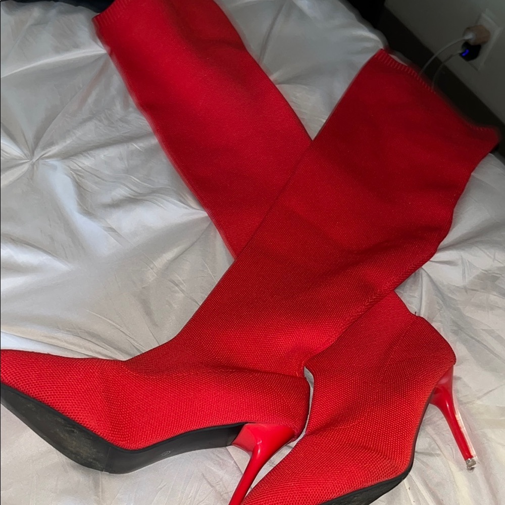Red Women's Knee-High Boots